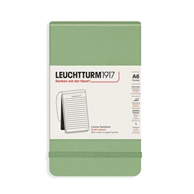 Image de LEUCHTTURM1917 364428 Bloc notes Pocket (A6), couverture rigide, 184 pages numéroes, sauge, ligné