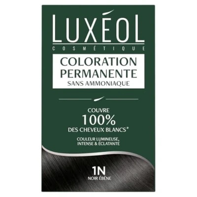 Image de LUXEOL Coloration Permanente 1N Noir Ébène Sans Ammoniaque Couvre 100% des Cheveux Blancs(1) Longue Durée(2) Couleur Lumineuse Éclatante Intense Testée &amp; Approuvée 60ml, 60ml,12ml