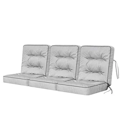 Image de Bjird Coussins pour Bancs de Jardin Assise &amp; Dossier Souples Chaise Longue, Banc Jardin, Balancelle, Sol Imperméables, Motif Matelassé, Sangles d&#039;attache 110x150 cm Cendre