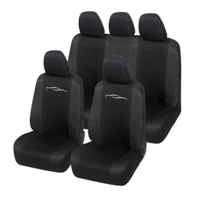 Image de Auto Accessori Lupex Housse de siège Universelle modèle Racing, Protection pour sièges Avant et arrière, en Polycoton (Noir Noir)
