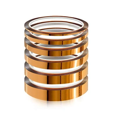 Image de YIXISI 6 pièces Ruban adhésif de film polyimide, Résistant à La Chaleur Ruban, Kapton Bande, pour imprimante 3d, Masquage, Soudure, Carte Circuit Imprimé Isolant (3/6/8/10/12/20 mm x 33m)