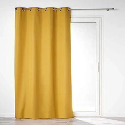 Image de Douceur d&#039;Intérieur Rideau A Oeillets, Jaune, 140 x 260 CM