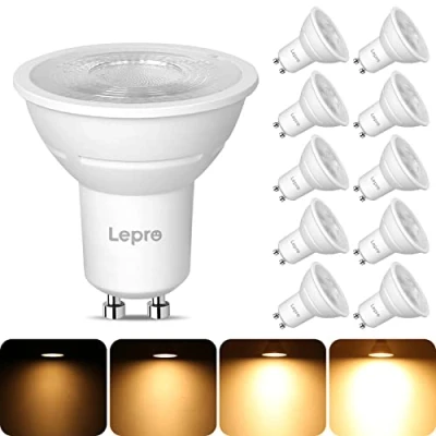 Image de Lepro Ampoule LED GU10 Dimmable, 4,5W Équivalent 50W, Blanc Chaud 2700K, 345lm, Faisceau Étroit 38, Lampe Intensité Variable 220 240V, Lot de 10
