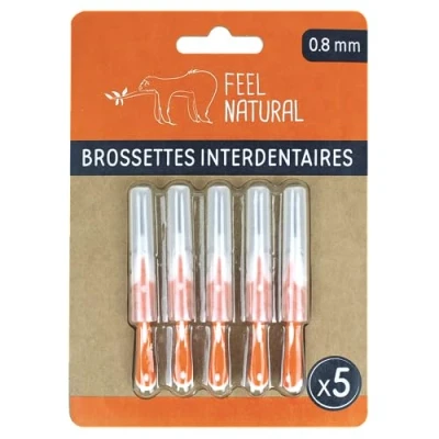 Image de Kit 5 Brossettes Interdentaires 0,8mm Nettoie les Espaces en Douceur Nettoyage Dentaire Efficace Accessoire Nettoyant Plaque Dentaire, Hygiène Bucco Feel Natural