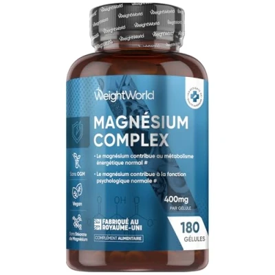 Image de Magnesium complex, Bisglycinate, Citrate, Malate et Taurate (4 types) 180 gélules, 6 mois d&#039;Approvisionnement, Vegan, sans OGM, Lactose Stearate de Magnésium