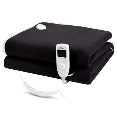 Image de Couverture chauffante électrique avec arrêt automatique 150 x 80 cm 5 niveaux de température Minuterie 10 h Télécommande Lavable à 30 C