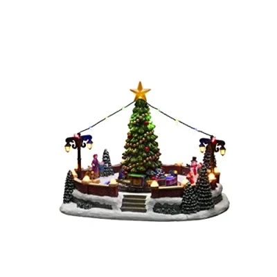 Image de Konstsmide 4243 000 Décoration de Noël LED Scène avec Musique, Fonctionne à Piles ou USB, intérieur, câble Noir, polyrésine PVC, Résine, Multicore, Park with Train