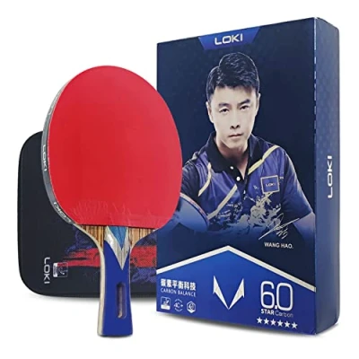 Image de ANSNOW Raquette de Tennis Table 6 Étoiles Approuvée Par Ittf, Ping Pong À Lame Équilibrée En Fibre Carbone Avec Marqueur Queue Exclusif