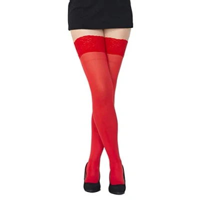 Image de SENTELEGRI Lot de 2 bas en microfibre 80 deniers Taille S XL Rouge X Large