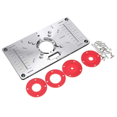 Image de KATSU Plaque d&#039;insertion de table toupie en aluminium, Défonceuse avec 4 Anneaux et Vis pour Bancs Menuiserie