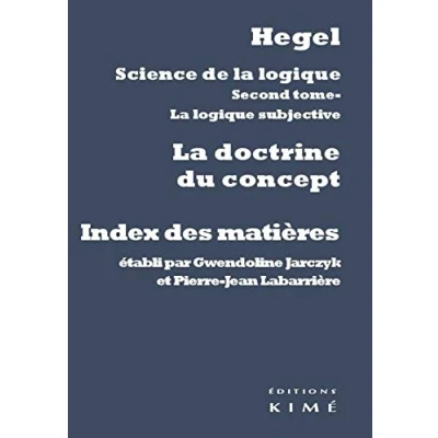 Image de Science de la logique : doctrine du concept: Index des matières