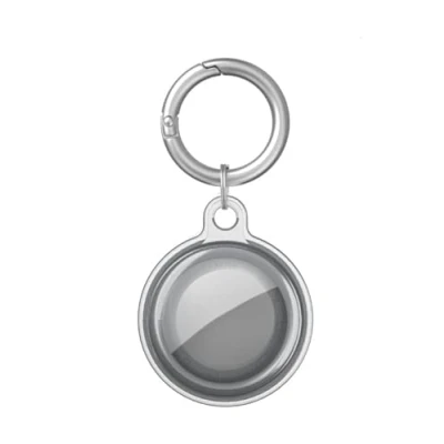 Image de ISKIP Étui Étanche pour Apple AirTag, Housse à 360 avec Porte clés AirTag Étuis (Transparent Noir)