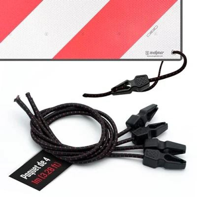 Image de MAGMA Set de 4 Tendeurs Elastiques d&#039;attache Rapide Sangle Résistante pour Bagage, Bâche, Tente, Bateau Accessoire Professionnel Ajustable en Caoutchouc Remorque, Camping, Voiture, Vélo (1m)