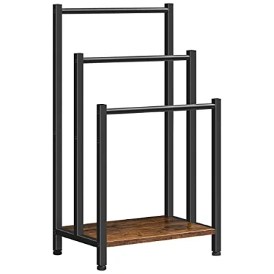 Image de HOOBRO Porte Serviettes, Range Serviettes avec 3 Barres, Support Salle de Bain, Étagère Rangement, 43 x 28 81 cm, pour Couvertures, Journaux, Marron Rustique et Noir EBF03LB01