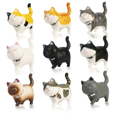 Image de PHOGARY 9PCS Figurines de Chat, Figures éducatives pour Chat Jeu Jouets, Chaton Œufs Pâques Topper gâteau Cadeau d&#039;anniversaire Noel Les Enfants Garçons Filles Amoureux des Chats