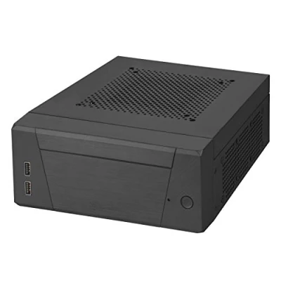 Image de SilverStone Technology SST ML10B Milo Boîtier PC Slim Silencieux HTPC Mini ITX, Conception modulaire, omprend Une Plaque de Montage VESA, Noir