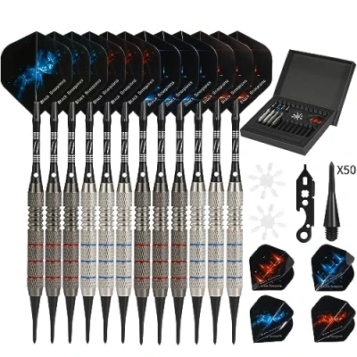 Image de Rose Kuli Flechette Pointe Plastique Fléchettes 12 pcs 18g Flechettes Electronique avec 20 Ailettes et 50 Pointes, Set de Convient pour Cible