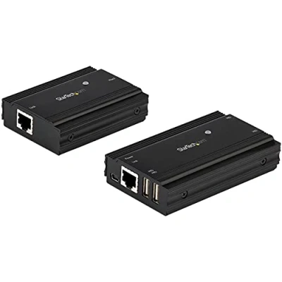 Image de StarTech.com Hub USB 2.0 sur Câble Ethernet CAT5e/CAT6 Unique (RJ45) 4 Ports 100m Concentrateur Extension Boitier Métal Alimentation Externe 480 Mbps Neuf