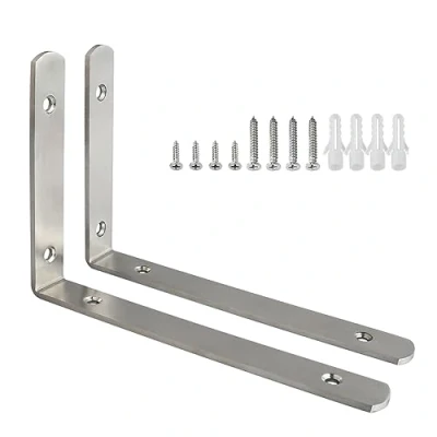 Image de SAYAYO Équerres Étagère de Fixation Murale Support Tenture en Métal d&#039;Angle pour à Suspendre, 200 mm x 138 mm, Finition Brossée Acier Inoxydable, 2Pcs, EJ5208 2P