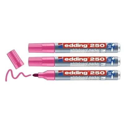 Image de edding 250 Marqueur pour tableaux blancs rose 1 stylo pointe ronde 1,5 3 mm feutre effaçable blanc, magnétique, mémo et chevalet de conférence sketchnotes