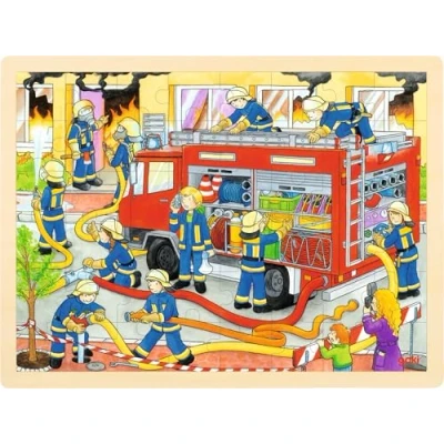 Image de Goki 2041639 Puzzle en Bois À Encastrement Lutte Contre L&#039;incendie 48 Pièces