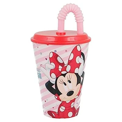 Image de ALMACENESADAN 2673 ; gobelet avec paille réutilisable Minnie capacité 415 ml produit en plastique sans BPA