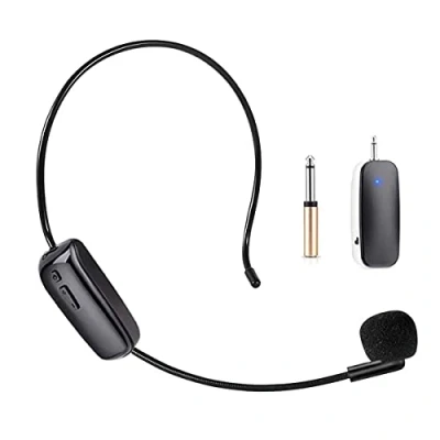 Image de Casque micro UHF sans fil et portable 2 en 1, portée de 50,3 m, amplificateur voix, haut parleurs scène, système sonorisation adapté pour enseignant