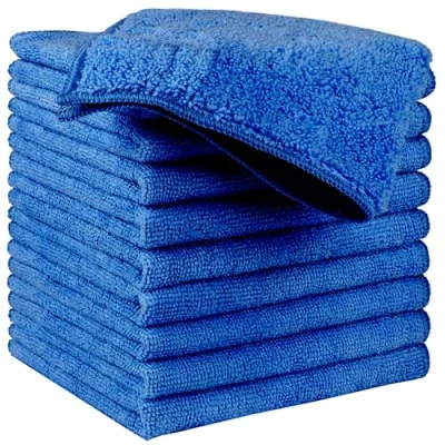 Image de HIDMD Chiffons de Nettoyage en Microfibre, Serviettes Tout Usage pour Polissage, séchage, Cirage, dépoussiérage, Lot 10, 30 cm x Bleu