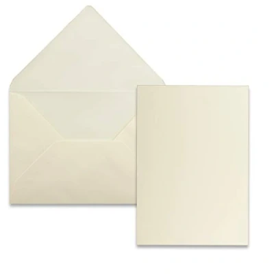 Image de Lot de 50 Cartes Avec Enveloppes simples au format A5 (14,8 x 21 cm) C5 (15,4 22 fermeture par collage humide Vanille