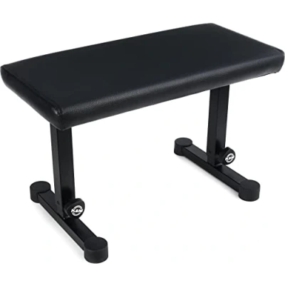 Image de K&amp;M 14085 Banquette de piano Noir Acier, similicuir Siège rembourré, assise large clavier réglable en hauteur