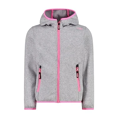 Image de CMP Veste Knit Tech pour enfant avec capuche fixe, Argent Rose Fluo, 176