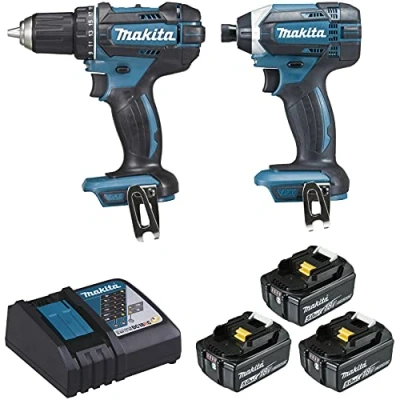 Image de PACK OUTILLAGE PERCEUSE VISSEUSE MAKITA DDF482 18 V ET À CHOCS DTD152 5AH DLX2127TJ1