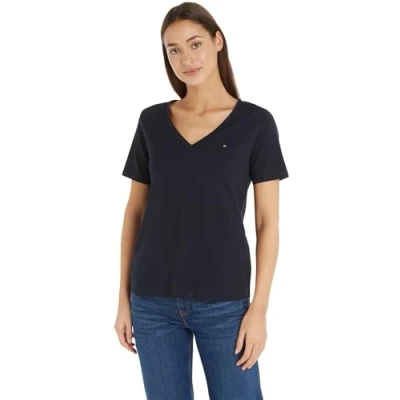 Image de Tommy Hilfiger Modern Regular V Tshirt basique, Femme, Taille: Small, Desert sky