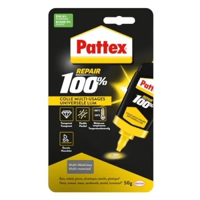 Image de Pattex Repair 100% colle multi usages, forte transparente pour tous types de travaux à l’intérieur et l’extérieur, liquide matériaux, flacon 50 g
