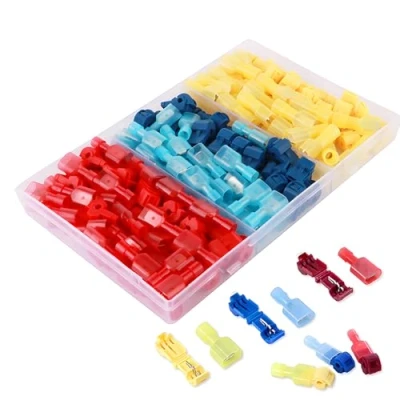 Image de CESFONJER T Tap connecteurs électriques Assortiment de sans soudure Bornes fil électrique à épissure rapide Jaune 25 paires, bleu 30 rouge paires
