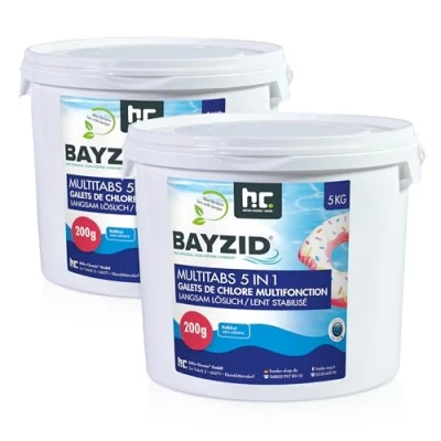 Image de BAYZID 2 x 5 kg Galets Chlore 200g Multifonction en 1 pour Piscine Entretien et Nettoyage Phases Fabriqué Europe Une Eau Limpide