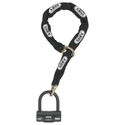 Image de ABUS Combinaison Cadenas chaîne Granit 58 + 12KS Black Loop Antivol Moto composé d&#039;un et d&#039;une Niveau de sécurité 19, 120 cm