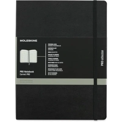 Image de Moleskine Carnet Pro, de Bureau Professionnel, Couverture Rigide, Format XL 13 x 21 cm, Couleur Noir