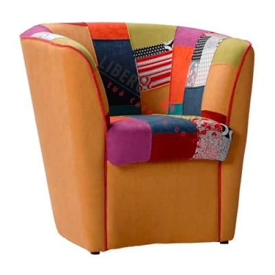 Image de LIBEROSHOPPING.eu LA TUA CASA IN UN CLIK Fauteuil de Bureau, Maison, Salle d&#039;attente en Tissu Patchwork (Jaune)