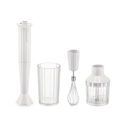 Image de Alessi Hand Blender Plissé Complete Set White Michele de Lucchi MDL10SW