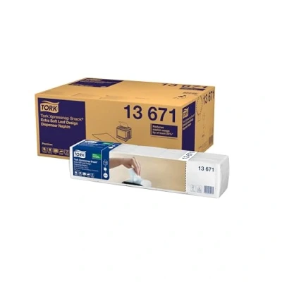 Image de Tork Xpressnap Snack Extra Soft Serviette pour distributeur, Blanc imprimé feuille, 8 x 500 Serviettes