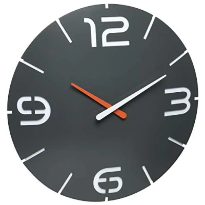Image de TFA Dostmann Horloge Murale Radio Contour, Design, 60.3536.10, Radio, avec Chiffres et marquage des Heures, Anthracite