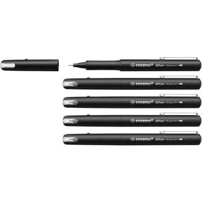 Image de STABILO dr!ver F Stylo feutre pointe fine Lot x 5 feutres fins 0,4 mm rouge