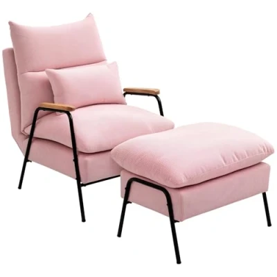 Image de HOMCOM Fauteuil à Oreilles avec tabouret, relaxant Fonction allongée, Ottoman, Chaise rembourrée Coussin, TV, TV pour Chambre Coucher, salon, 68 x 91,5