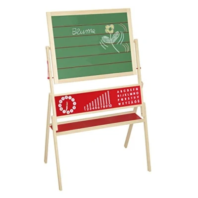 Image de roba Tableau Rotatif sur Pied pour Enfant Double Face Craie et Magnétique Étagère Intégrée Largeur 69 cm