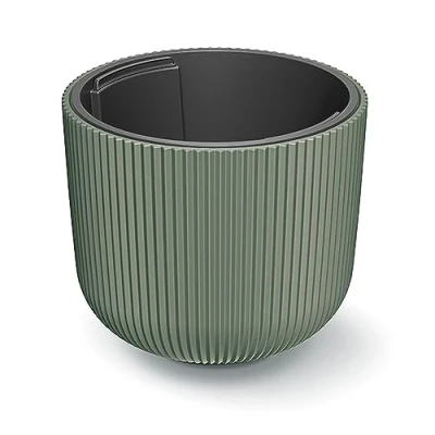 Image de Tymar Pot de Fleurs avec Insert, en Plastique, jardinière, Grand Plantes(DBML Vert,ø 24 cm)