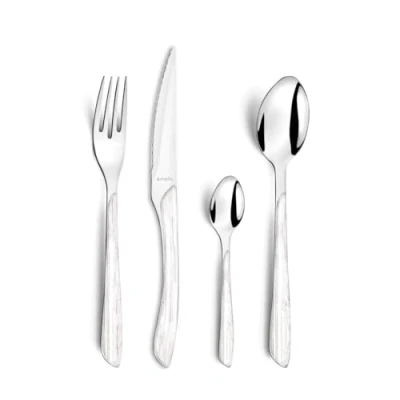 Image de Amefa Eclat Nature Ménagère 16 couverts de table pour 4 personnes Bois Blanc 2274PVAF17B60