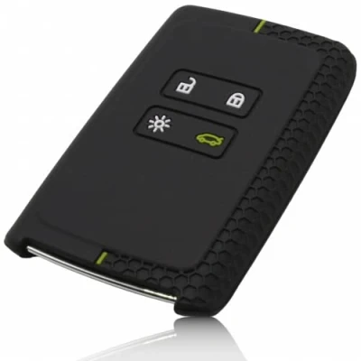 Image de FOAMO Coque de protection en silicone compatible avec Renault 4 touches Smartkey (keyless go uniquement) Noir/vert