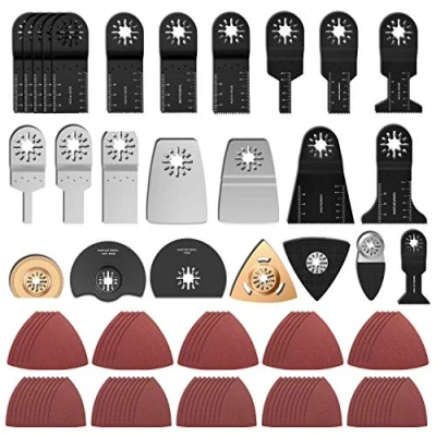 Image de Lot de 100 accessoires oscillants, set lames et outils multifonctions pour Fein Multimaster Dremel Dewalt Makita Einhell