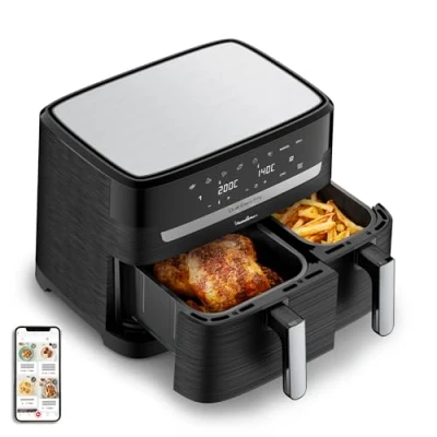 Image de Moulinex Easy Fry Dual Friteuse sans huile, Capacité 8,3 L, Jusqu&#039;à 8 personnes, 7 programmes automatiques, Ecran digital, Économie d&#039;énergie, Application Moulinex, air fryer EZ901820